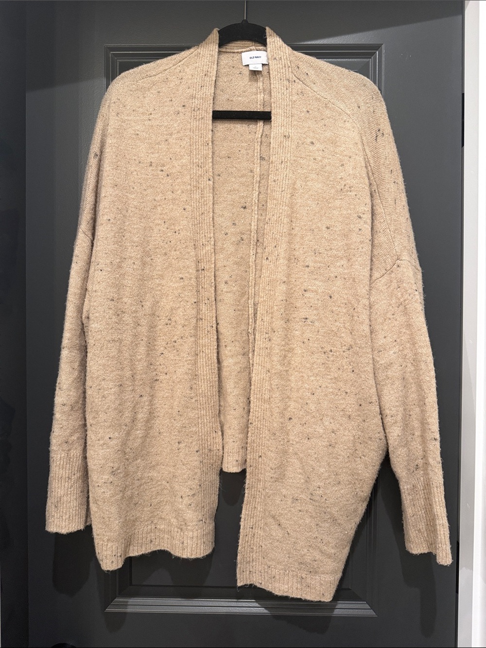 Old Navy Oversized Open-Front Beige Knit Cardigan Sweater